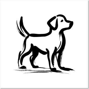 Stick figure dog in black ink Posters and Art